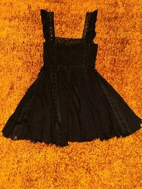 Black Lace Panel Mini Dress